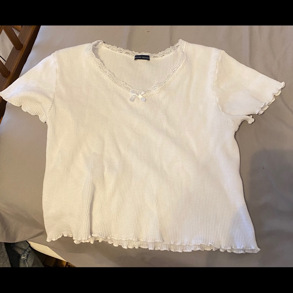white waffle cropped top